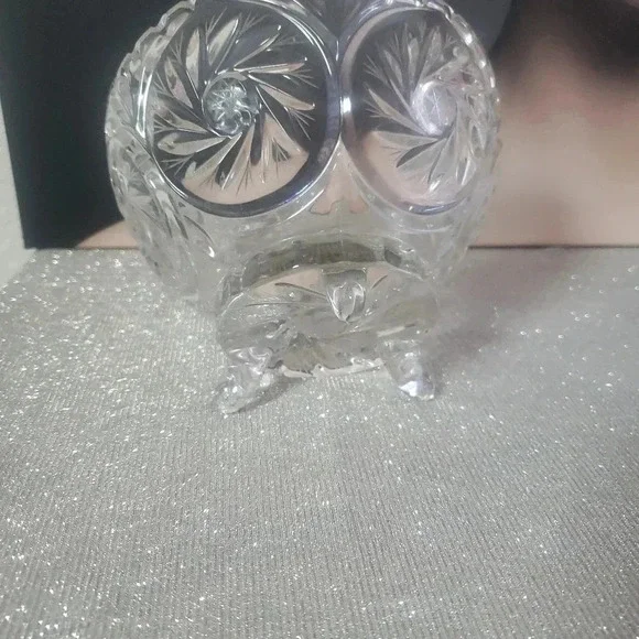 French Brilliant Cut Crystal Curled Footed Bowl - Picture 3 of 3